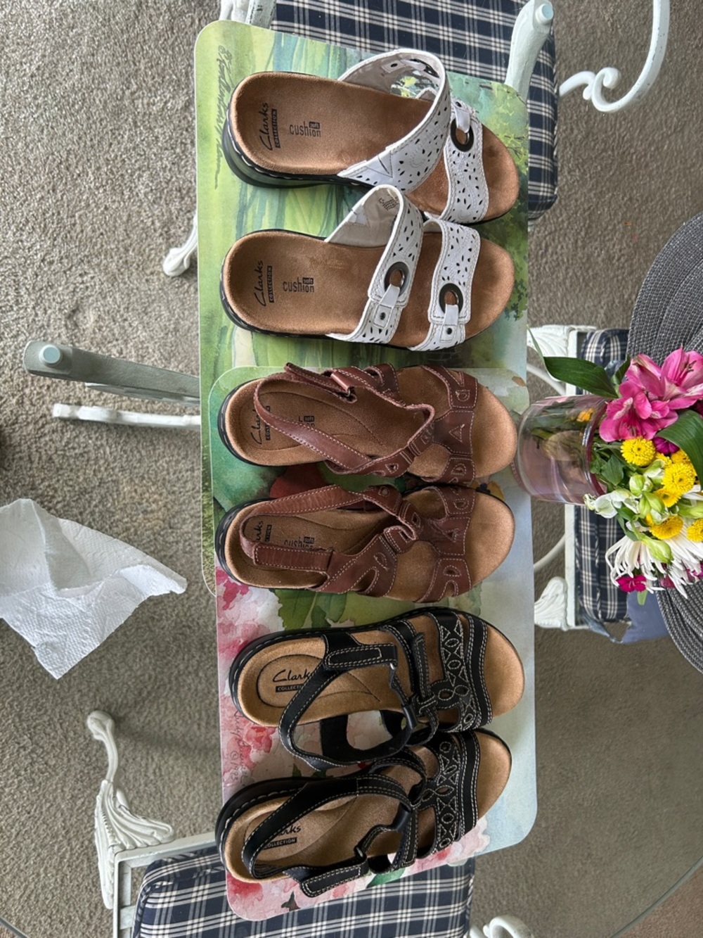 Clarks Women's Sandal Trio - White, Brown, Black